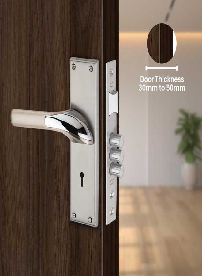 Link Bould Mortise Lock |for Main & Internal Door in Residential & Commercial Spaces | 8 Inches Heavy Duty Handle Set with Both Side Key Access, 3 Keys,6 Lever Lock Body |SS Finish|2 Years Warranty - Image 2